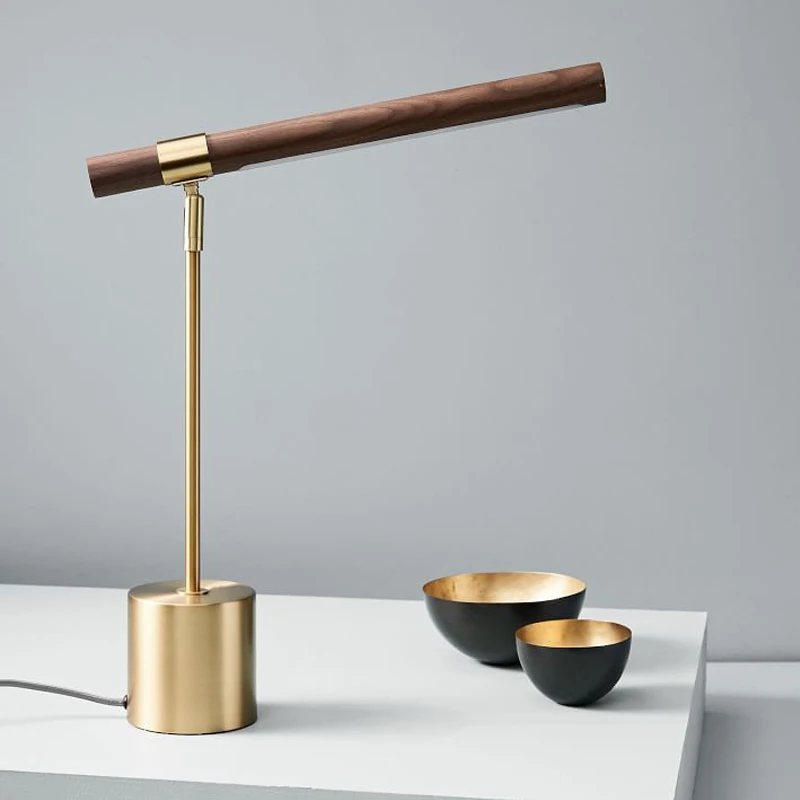 Modern liniar lemn led lampa de birou de Designer din Lemn de Cereale Studiu tabel de Lectură lampă de noptieră Noptiera camera de zi verticale lampă de masă 1