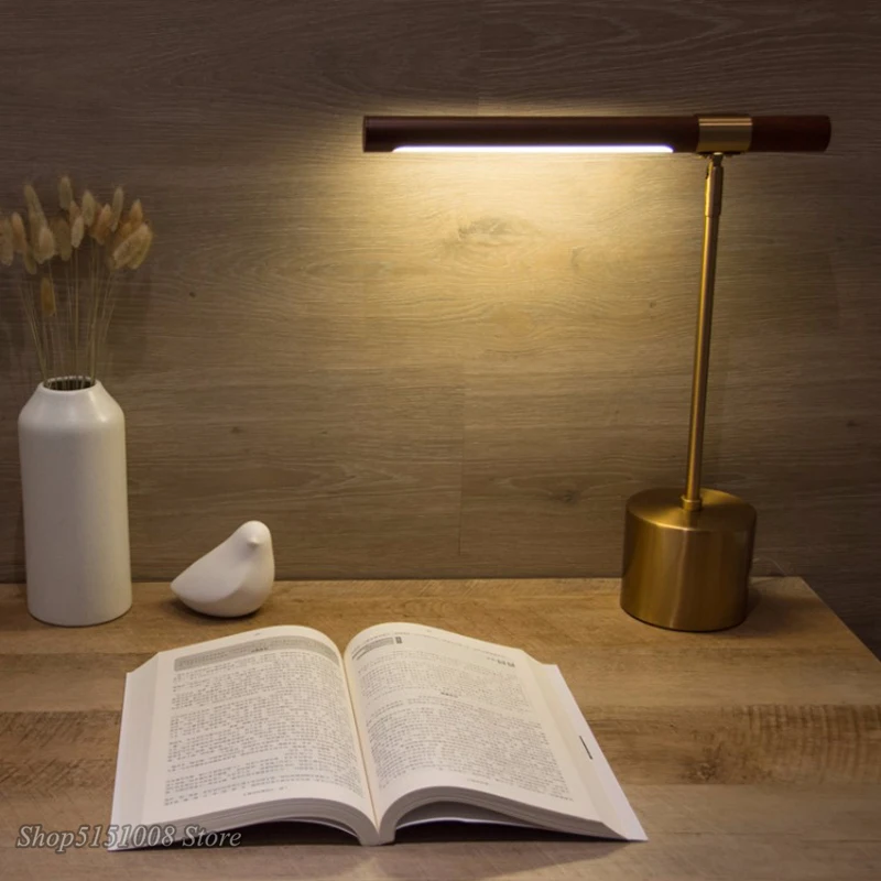 Modern liniar lemn led lampa de birou de Designer din Lemn de Cereale Studiu tabel de Lectură lampă de noptieră Noptiera camera de zi verticale lampă de masă 2