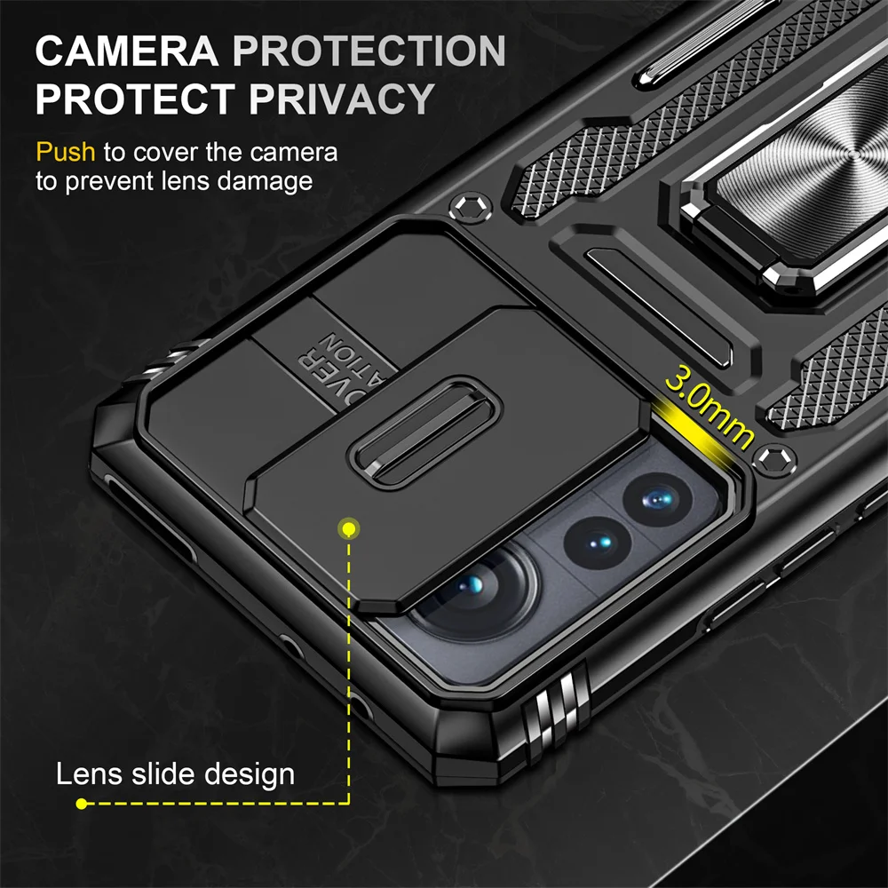 Caz Pentru Xiaomi 12 11T Pro Redmi Nota 10 11 11 Pro Stand Armura Anti-fall Slide Camera Protecție Kickstand Inel Capacul suportului 3