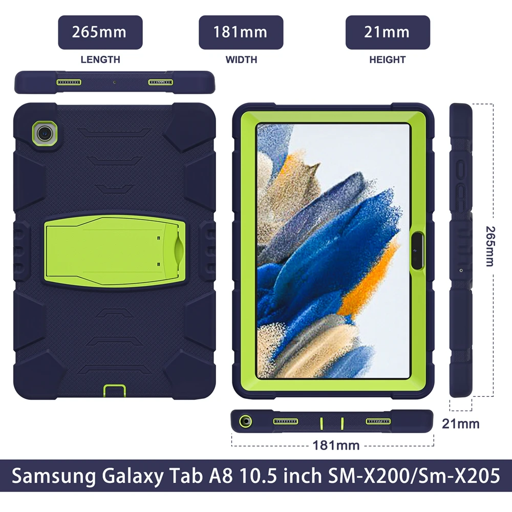 Pentru Samsung Galaxy Tab A8 SM-X200 S7 S8 A7 T500 A7 lite S6 Lite Copii de Siguranță Armura rezistenta la Socuri PC Silicon Hibrid Stand Tableta Caz 3
