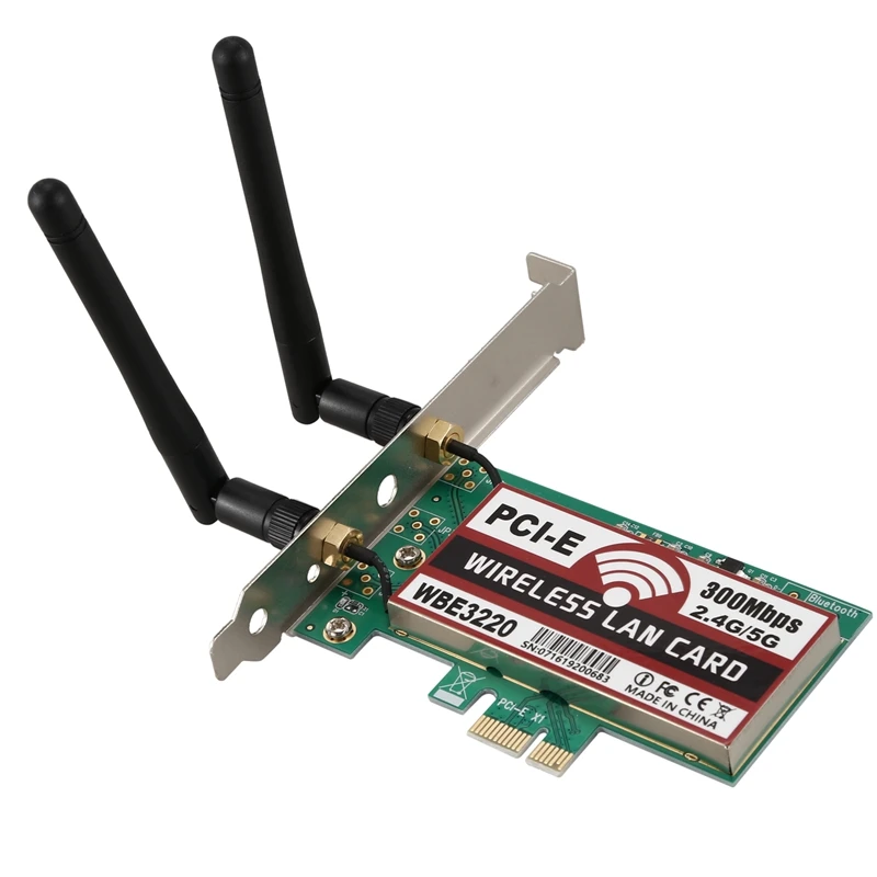 2 antena placa de retea 4G/5G 300Mbps PCI-E X1 WiFi Wireless Adaptor de Card Chipset pentru BCM4322 wbe3220 0