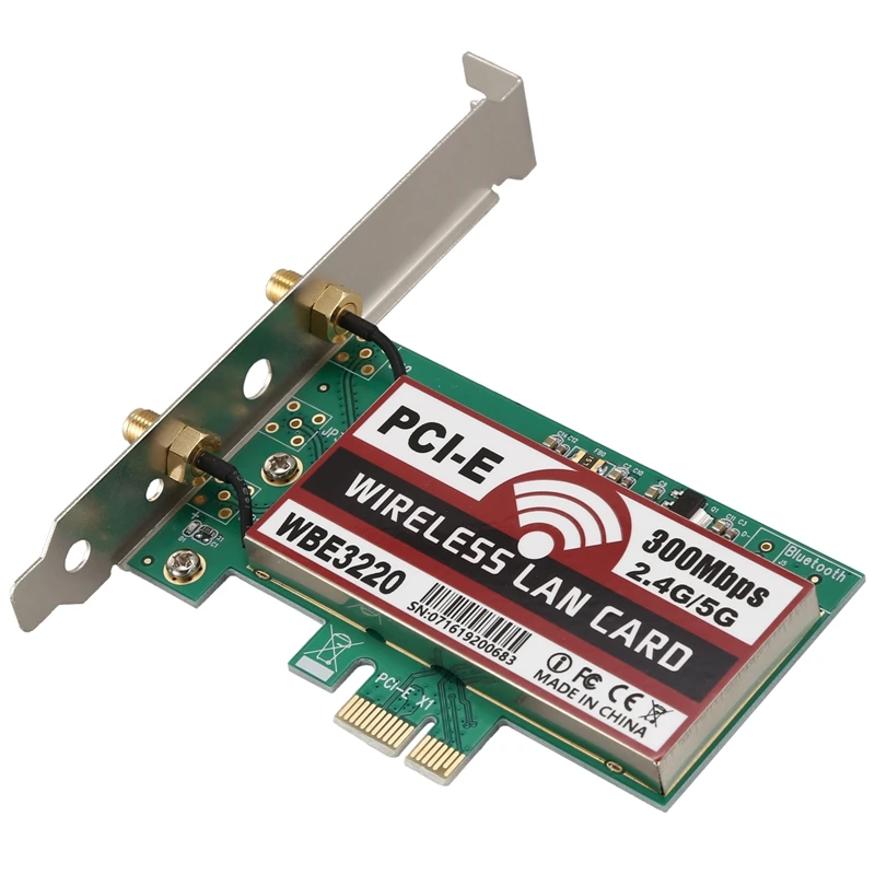 2 antena placa de retea 4G/5G 300Mbps PCI-E X1 WiFi Wireless Adaptor de Card Chipset pentru BCM4322 wbe3220 1