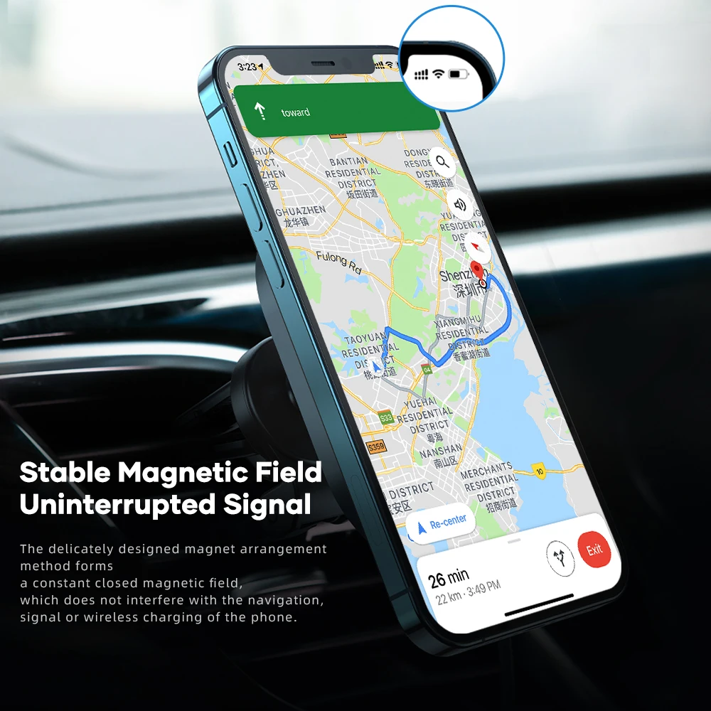 ROCK 15W Magnetic Wireless Încărcător de Mașină de Montare Pentru iPhone 13 12 Pro Max Încărcare Rapidă Wireless Incarcator Suport Auto GPS Suport 4