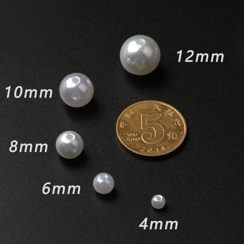 En-gros Alb Margele Acrilice 4mm-20mm Imitație Pearl Margele Rotunde pentru a Face Bijuterii Brățară Handmade, DIY Meșteșug Accesorii 3