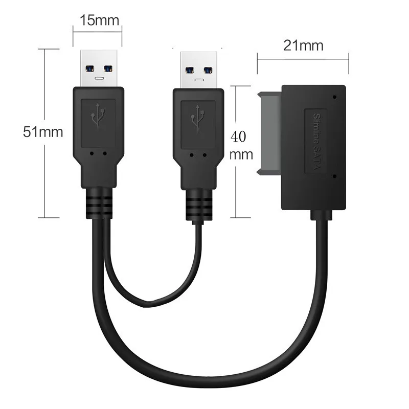 USB 2.0 la 6 7 13Pin Slimline Slim SATA Cablu, Extern USB2.0 sursa de Alimentare pentru Notebook, Laptop, CD-ROM, DVD-ROM CIUDAT 1