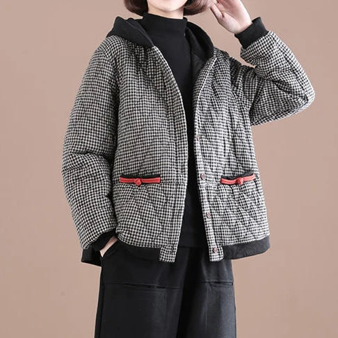 Iarna nou stil de bumbac și lenjerie sacou coreean de mari dimensiuni a fost subțire de imprimare gros cu carouri bumbac căptușit jacheta femei 3