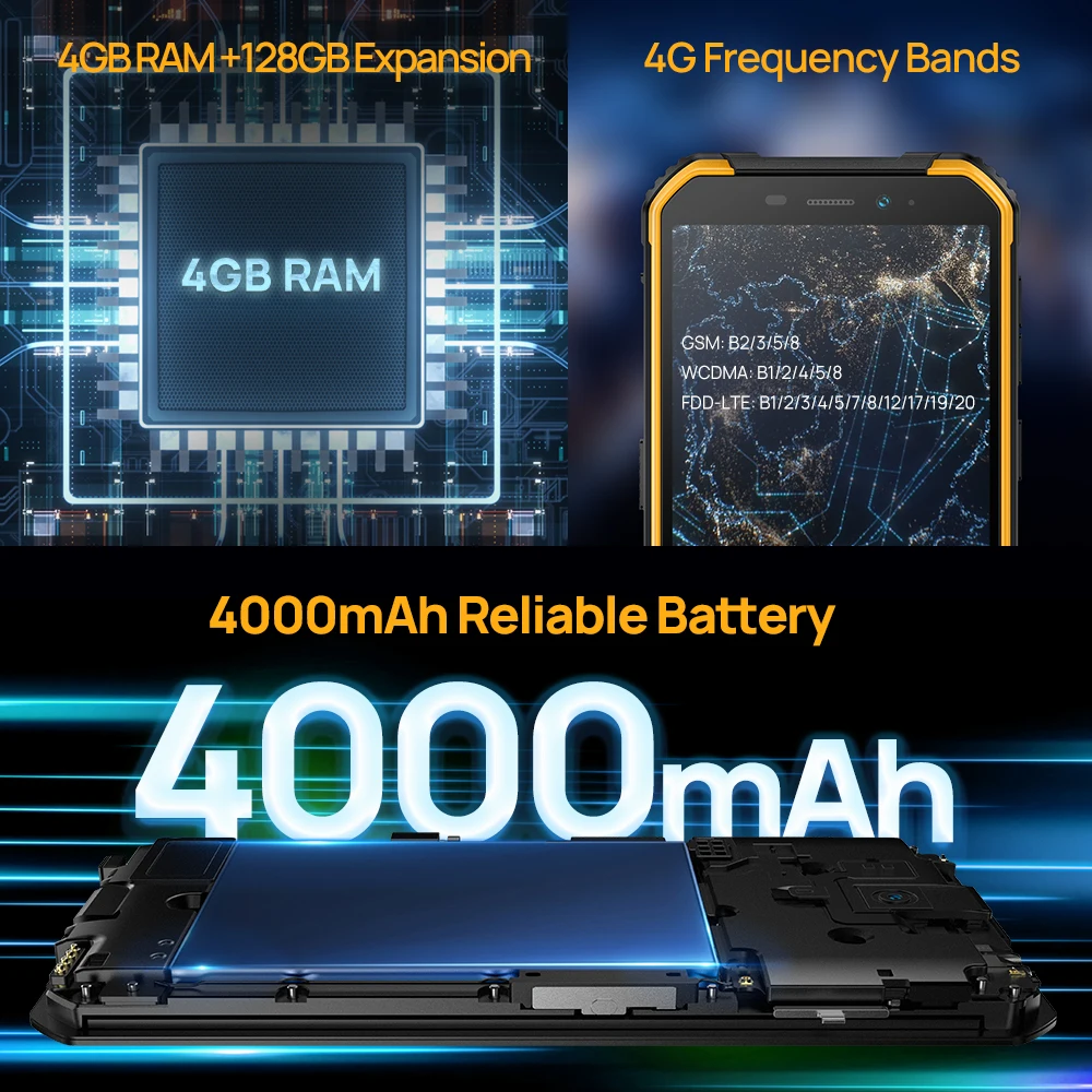 Ulefone Armura X6 Pro Global Rugged Smartphone rezistent la apa, 4GB RAM 128GBAndroid 12 NFC Telefon Mobil 4000mAh Telefon Mobil 3