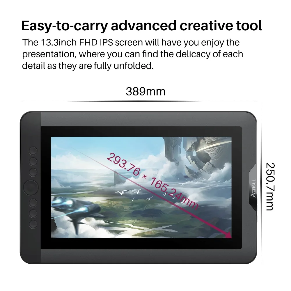 Artisul D13S 13.3 inch Digital Tableta Grafica Desen Baterie-Desen liber Tableta Monitor 8192 Nivele, cu Taste 1