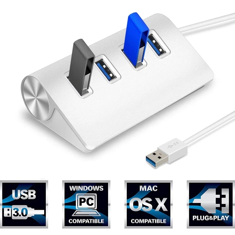 Portabil USB 3.0 HUB 4/7 Port Aluminiu 5Gbps de Mare Viteză Adaptor de Alimentare Multi USB 3.0 Hub USB Splitter Pentru PC, Laptop Adaptor 3