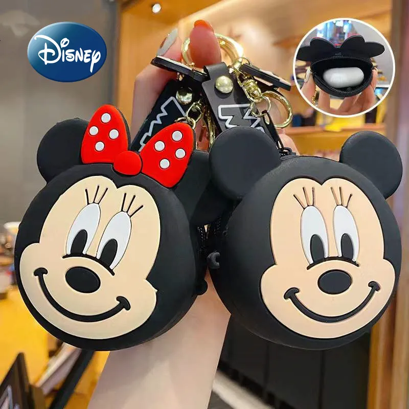 Disney Mickey Noua Moda Doamnelor Portofel De Înaltă Calitate Căști Sac De Desene Animate Pentru Copii Breloc Din Silicon Cu Fermoar Drăguț Portofel 0