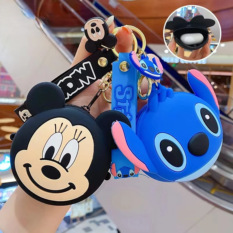 Disney Mickey Noua Moda Doamnelor Portofel De Înaltă Calitate Căști Sac De Desene Animate Pentru Copii Breloc Din Silicon Cu Fermoar Drăguț Portofel 1