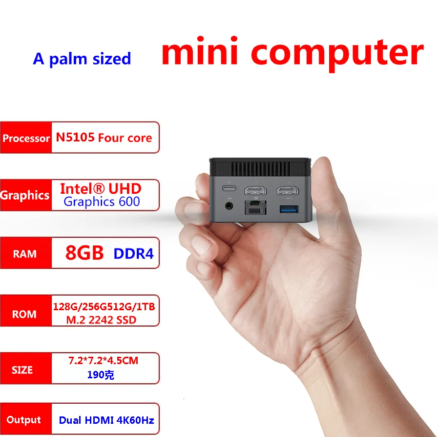 ZX01 Cod Miezul Windows 11 Mini PC Intel N5105 2.9 GHZ DDR4 8GB 256GB SSD 1000M 5G Wifi BT4.2 Desktop Small Computer 1