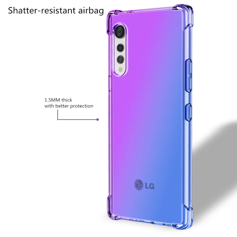 Moda Jumătate Transparent Clear Gradient de Telefon Caz Pentru LG Catifea 5G V60 thinQ LG Stylo 5 6 7 Colțuri Moale cu Capac de Silicon 2