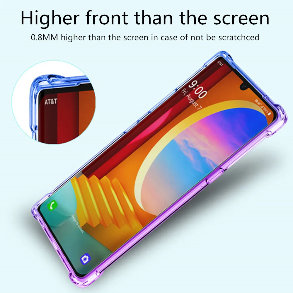 Moda Jumătate Transparent Clear Gradient de Telefon Caz Pentru LG Catifea 5G V60 thinQ LG Stylo 5 6 7 Colțuri Moale cu Capac de Silicon 4
