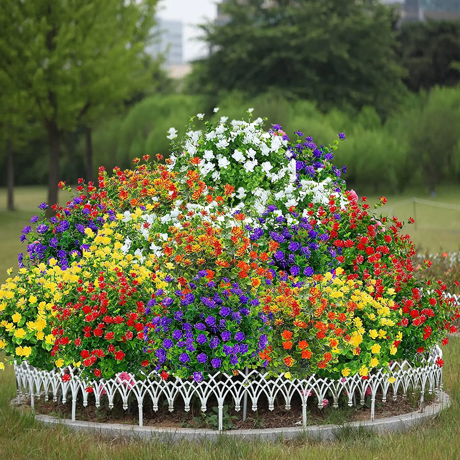 5 Pack în aer liber Artificiale cu Flori de plastic Rezistent la UV Arbust de Plante pentru Interior Exterior Grădină Veranda Casa Decor de Nunta 1