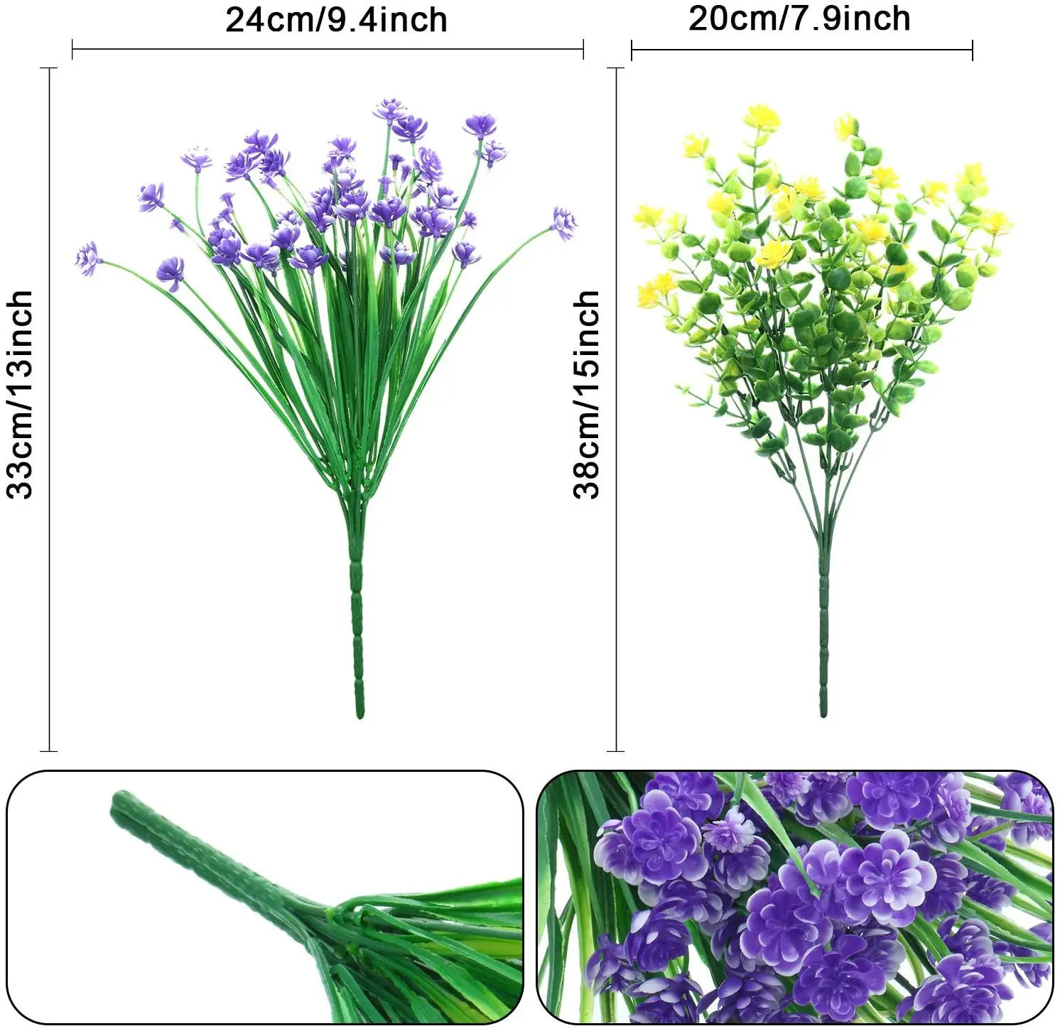 5 Pack în aer liber Artificiale cu Flori de plastic Rezistent la UV Arbust de Plante pentru Interior Exterior Grădină Veranda Casa Decor de Nunta 3