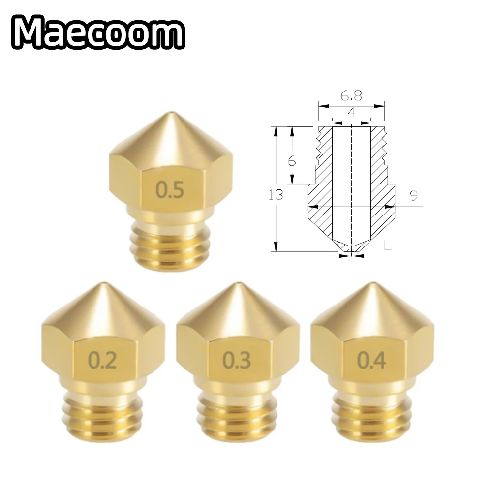 1/5PCS MK10 Duza de Alama Filet M7 Duza de 0.2 mm, 0.3 mm, 0.4 mm, 0.5 mm, 0.6 mm pentru 1,75 mm Filament Imprimantă 3D Piese pentru MK10 Extruder 3