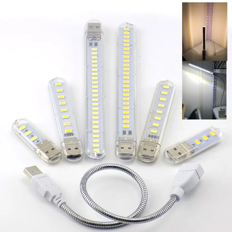 Mini 8 led 3 LED 24 LED 5V USB alb cald Lampă 8LEDs Carte lanterna Lumina de Noapte Portabil pentru Nota Power Bank de Iluminat Calculator 0