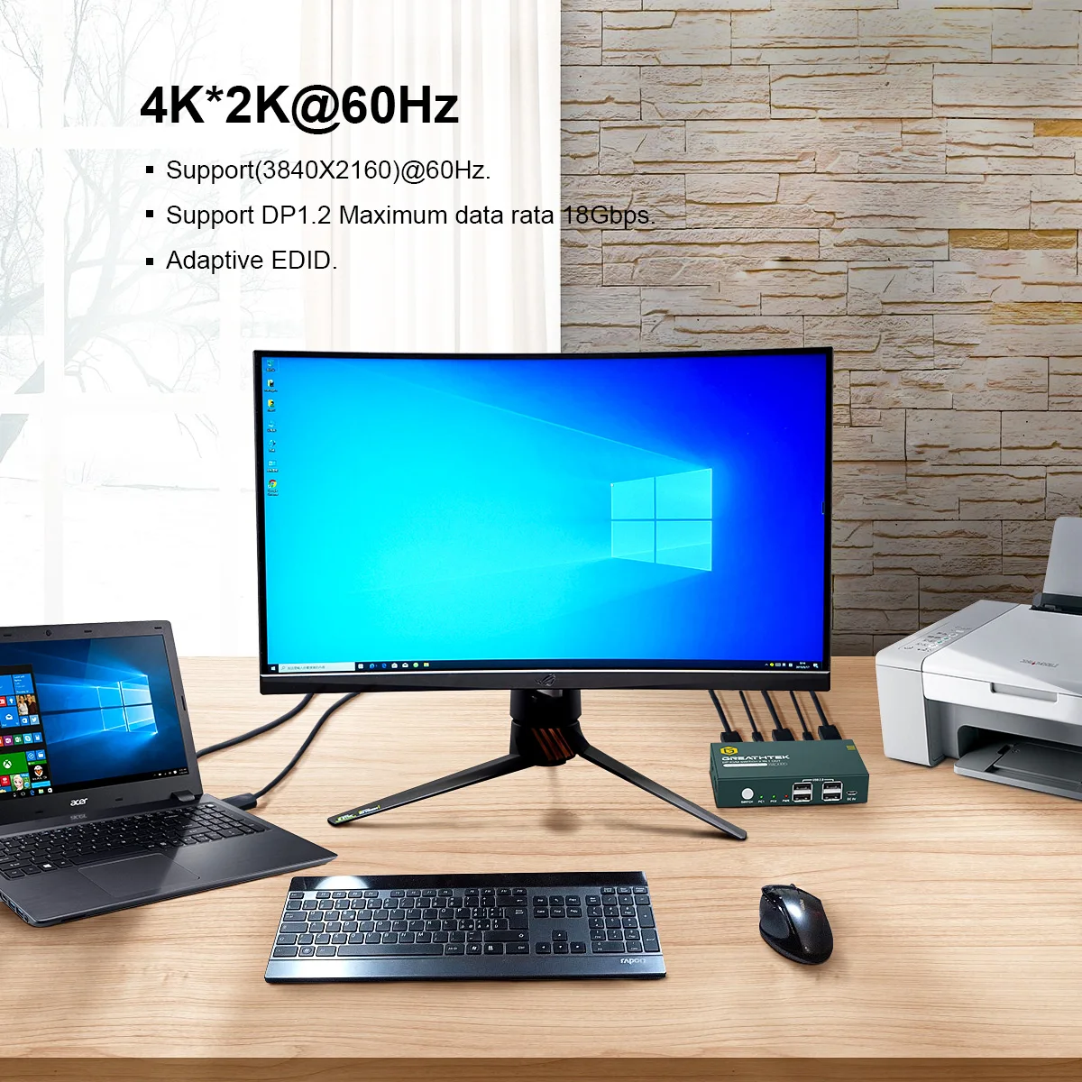 PWAY USB KVM Switch Keyboard Și Mouse-ul Splitter Cu 2 DP Port Suport 4K@60Hz 2 În 1 și Hub USB Pentru PC, Laptop Macbook 2