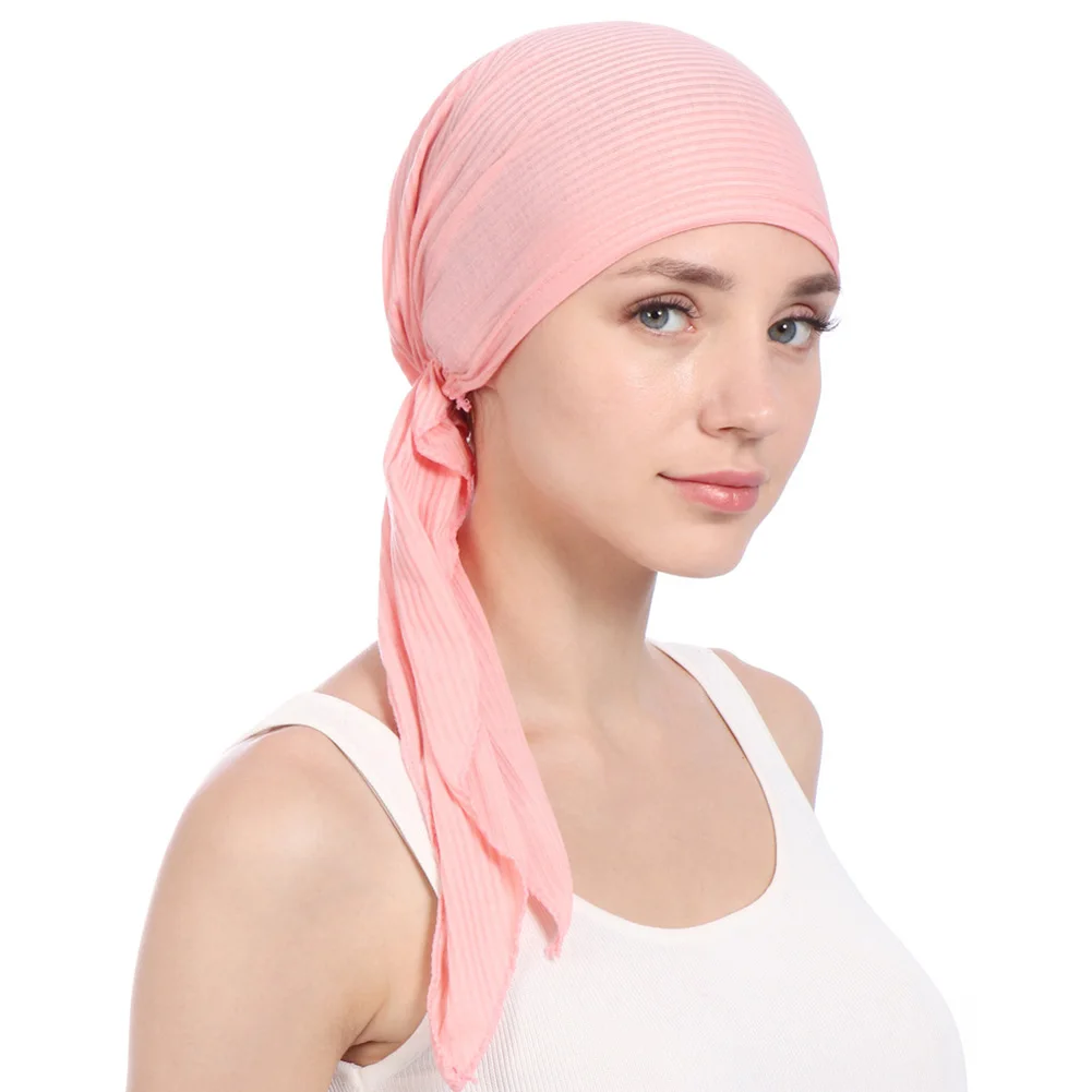 Femei Musulmane Hijab Cancer Chimioterapie Floare De Imprimare Pălărie Cap Turban Acoperi Pierderea Parului Cap Eșarfă Folie Pre-Legat Articole Pentru Acoperirea Capului Strech Bandană 5