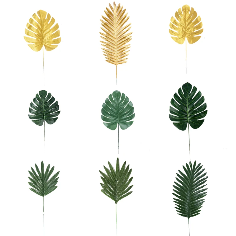 5pcs/set de Aur Verde Frunze Artificiale Plante Tropicale cu Frunze de Palmier Artificial Monstera Home Decor, Accesorii Decor Petrecere 0