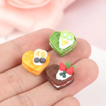 1/12 casă de Păpuși în Miniatură Ciocolata cu Matcha brânză desert în formă de inimă Vafe Bucătărie Alimentare Accesorii Pentru Casă de Păpuși Jucării