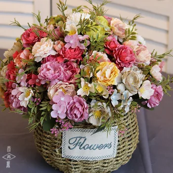 10 Cap de Plastic, Tesatura de Matase Mici Bujor Hortensie Fals Buchet de Flori Pentru Ziua Îndrăgostiților Acasă Garden Decor de Nunta