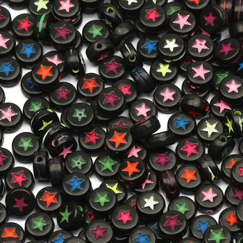 100-500pcs Multicolor Star Model Negru Plat Rotund Margele Acrilice Margele Vrac Pentru a Face Bijuterii DIY Colier Handmade Consumabile