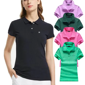 100% Bumbac De Înaltă Calitate Vară Broderie-Logo Femei Polos Tricou Casual Femei Cu Maneci Scurte T-Shirt De Moda De Îmbrăcăminte Subțire Topuri