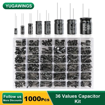 1000Pcs Aluminiu Electrolitic Condensator Kit 36 Valorile 16V-50V 0.1 uF-Condensator de 1000uF Set 100UF 220UF 470UF 680UF