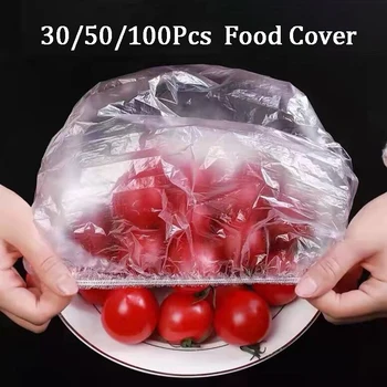 100buc Alimente de Unică folosință Capacul de Plastic Wrap Elastic Alimentare Capace Frigider Conservant Castron Capac de Praf-Dovada Pungi Congelator