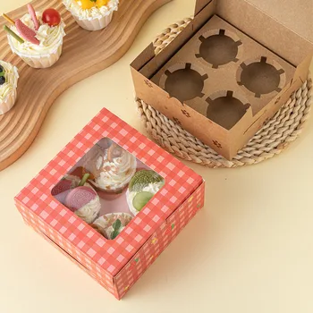 10buc 4 Ceasca Brioșă Cupcake Tort de Hârtie Caseta de Favoarea Nunta Petrecere de Ziua Desert Ambalaje de Hârtie Cazuri Cupcake Cutii de Ambalaj
