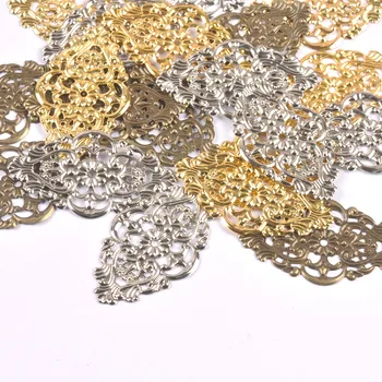 10buc aur, argint și Bronz Ton Filigran Împachetări cu Conectori de Metal Artizanat Cadou Decor DIY 56x32mm YKL0904