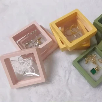 10buc Cutie de Depozitare Bijuterii 7cm 9cm 11cm Roz Galben Verde Colorat Pătrat 3D Membrana de Plastic Transparent Caz de Ambalare Cadou