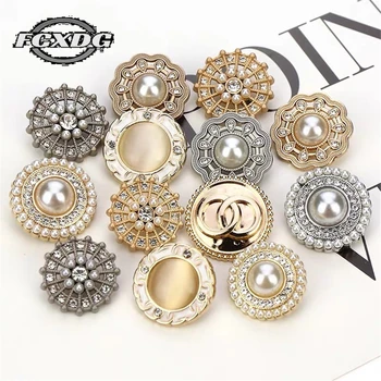 10buc/lot Super Frumos Diamant Perla Butoane pentru Cusut de Îmbrăcăminte Accesorii Decor Aur, Argint Stras Nasturi