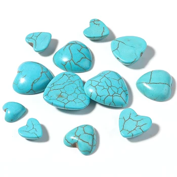 10buc Piatra Naturala Dungă Albastră Turcoaz Cabochon Flatback Forma de Inima Pentru DIY Bijuterii Pandantiv Accesorii