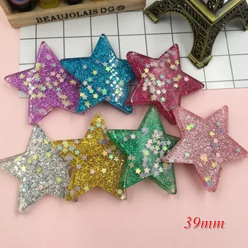 10buc Rășină Adorabil Sclipici Colorat Drăguț de Cinci Stele pentru a Face Meserii, Scrapbooking, DIY (39mm)