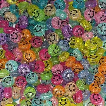 10mm Acrilice Smiley Margele Colorate Desene animate Expresie Plat Rotund Margele diy Brățară Margele Accesorii en-Gros