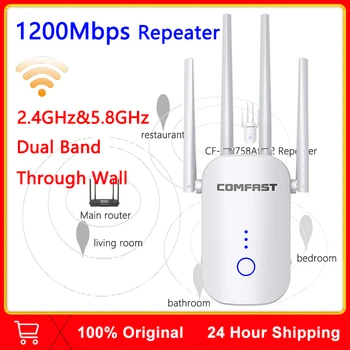 1200Mbps Wifi Repeate Wireless WiFi Extender Dual Band 2.4&5 ghz WIfi Router cu Rază Lungă de Rapel 4 Antena Wi-fi Amplificator Repiter