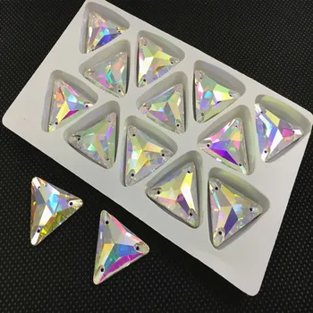 12mm,16mm,22mm Clar de Cristal AB Culoare 3270 triunghi coase pe piatra Flatback Cu 3holes de cusut de cristal Folosi Pentru îmbrăcăminte