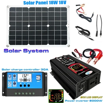 12V la 110V/220V Panou Solar 18V Sistem Panou Solar Baterie Controler de Încărcare 6000W Invertor Solar Kit Complet de Generare de Energie