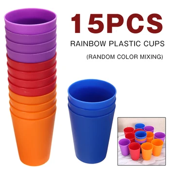 15 buc Pahare de Plastic Colorate Cana de Apa Consumabile Partid de Băut Cupa Reutilizabile Acasă Băuturi Lapte Instrument de Tacamuri Accesorii