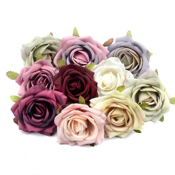 15buc 7cm Europene Retro Mătase Artificială de Flori de Trandafir Cap Pentru Nuntă Decorațiuni Diy Cununa Album Ambarcațiuni de Flori False