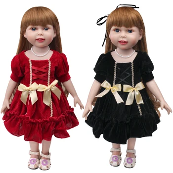 18 Inch American Doll Fete Fusta Stil Palat Catifea Rosie Rochie de Printesa Costum Născut Jucarii pentru Copii Accesorii 43 Cm Băiat Păpuși c563