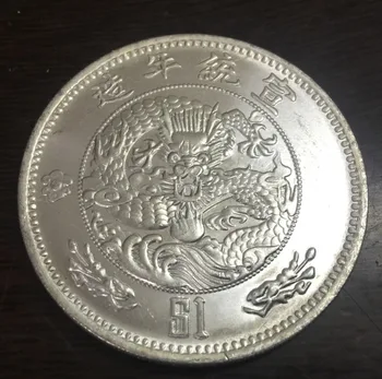 1910 China - Empire - 1 Dolar - Xuantong Argint Placat Cu Copia Fisei #37