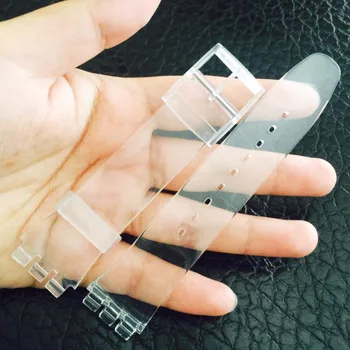 19mm 20mm Silicon Transparent cauciuc Natural rezistent la apa Bărbați Femei ceas trupa Curea pentru Ceas Swatch Bratara catarama din plastic