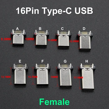 1buc 8models 16P 16Pin Tip C USB de sex Feminin Soclu Conector Verticală DIP Patru picioare În Bord Pentru Samsung, Lenovo, Huawei, ZTE 16 Pini