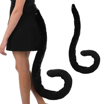 1buc alb/Negru Cosplay Pisica Coada Jucărie de Pluș Coada de Halloween Cosplay Costum pentru Petrecerea de Prop PP Bumbac Cosplay Pisica Vulpe Coada Jucărie de Pluș