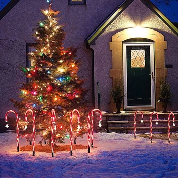 1Set Solare Bomboane de Trestie de Lumini IP55 Crăciun Bomboane de Trestie de Cale Lumini de poziție Ornamente cu Stele LED Lumini de Decor în aer liber