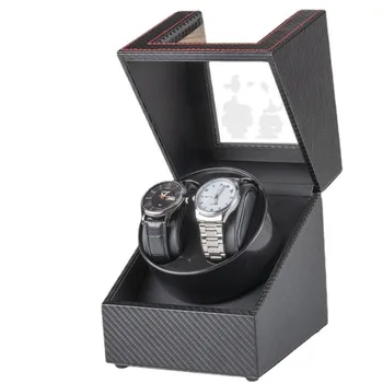 2-0 PU Watch Winder de Încărcare USB Mecanice Automate Rotative Ceas Cutie Lemn Negru Motor Agitator Organizator de Stocare